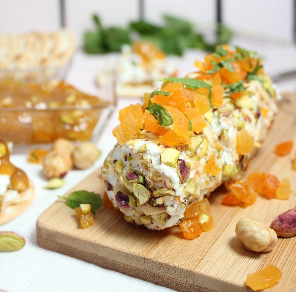 Goat Cheese Roll With nuts, honey and apricot jam